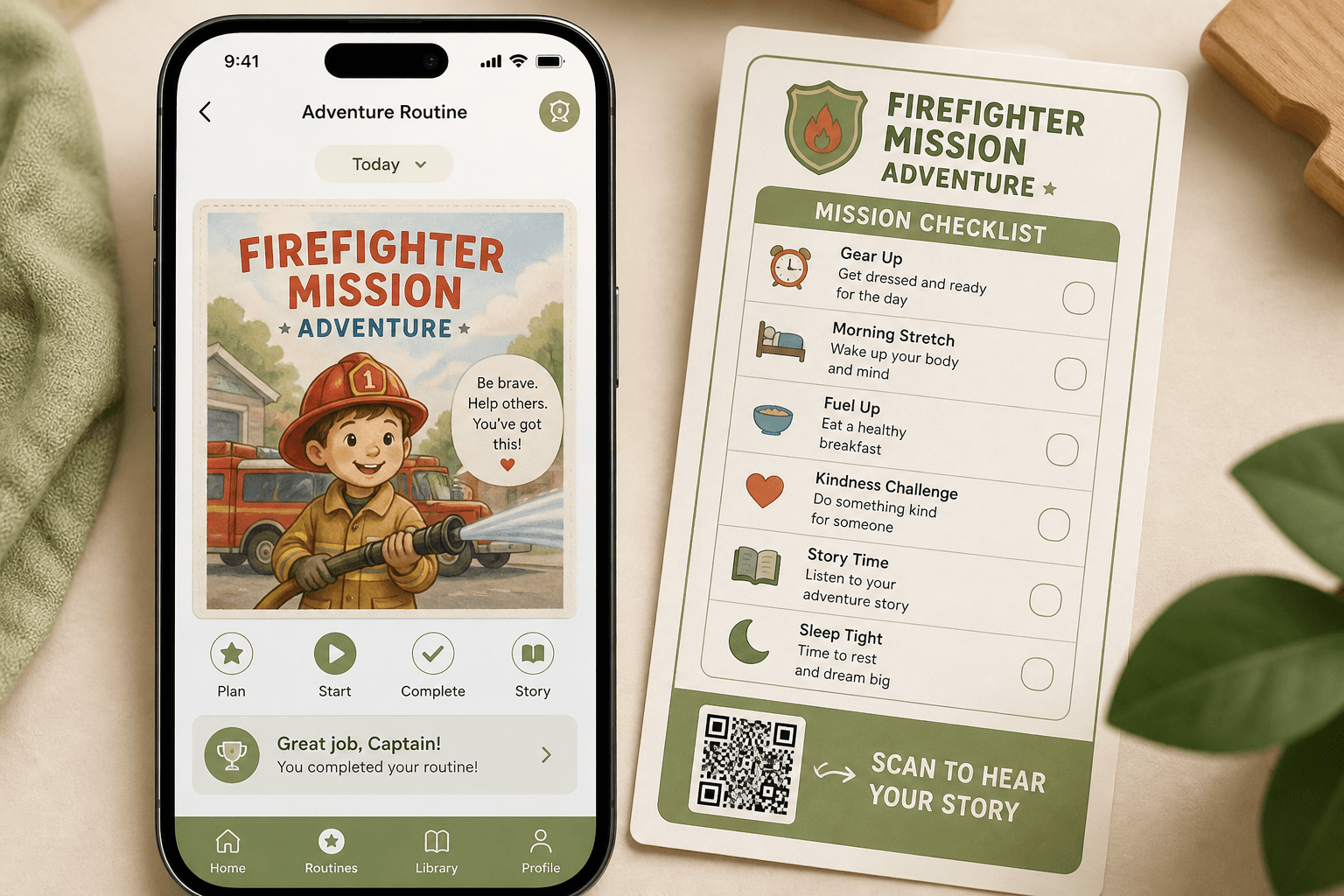 Adventure Routine Planner with printable poster and QR story